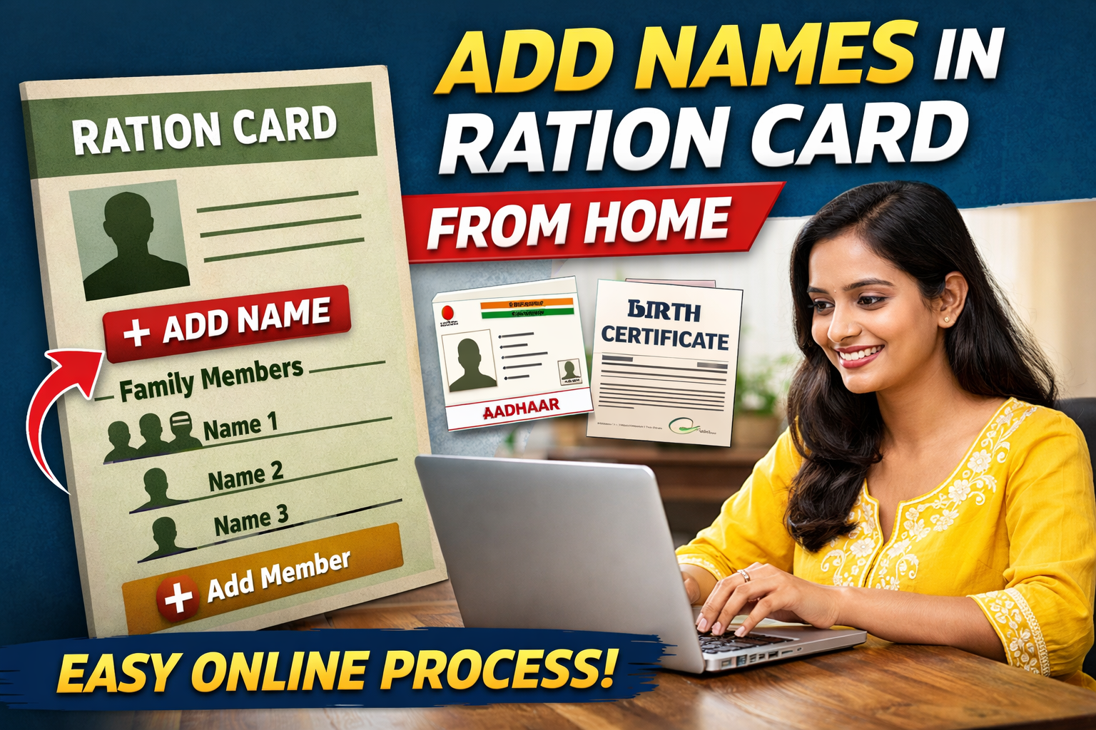 Add Missing Names in Ration Card from Home